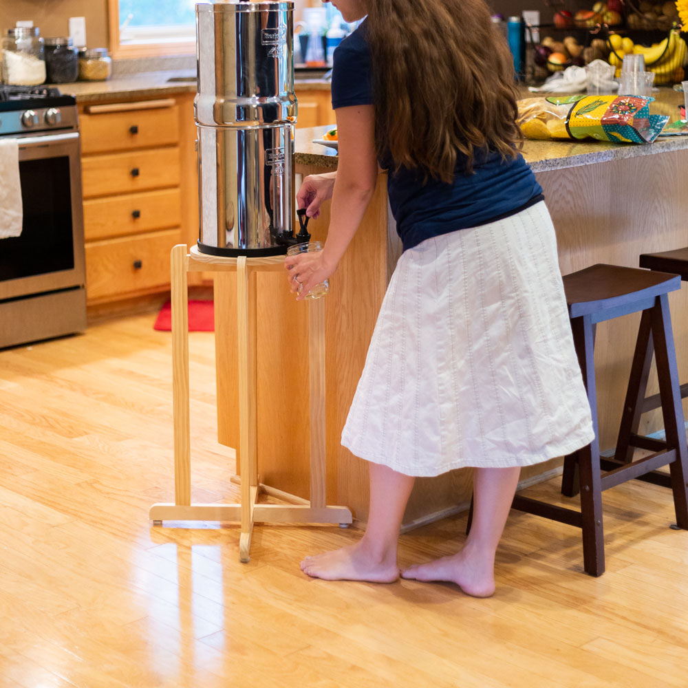 27" Wood Berkey Filter Floor Stand Heirloom Products
